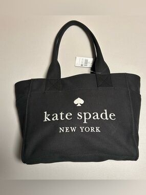 kate spade Large Black Canvas Logo Tote - NWT